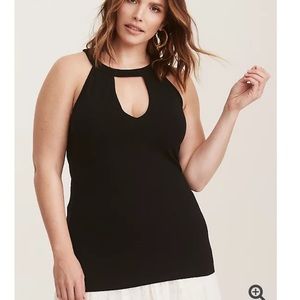 Torrid black high neck cutaway foxy tank
